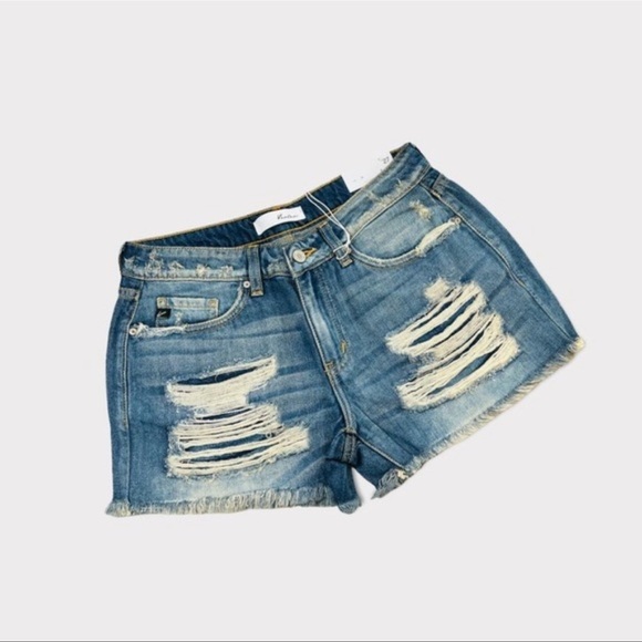 New KanCan Distressed Cutoff Denim Jean Shorts - Picture 8 of 9